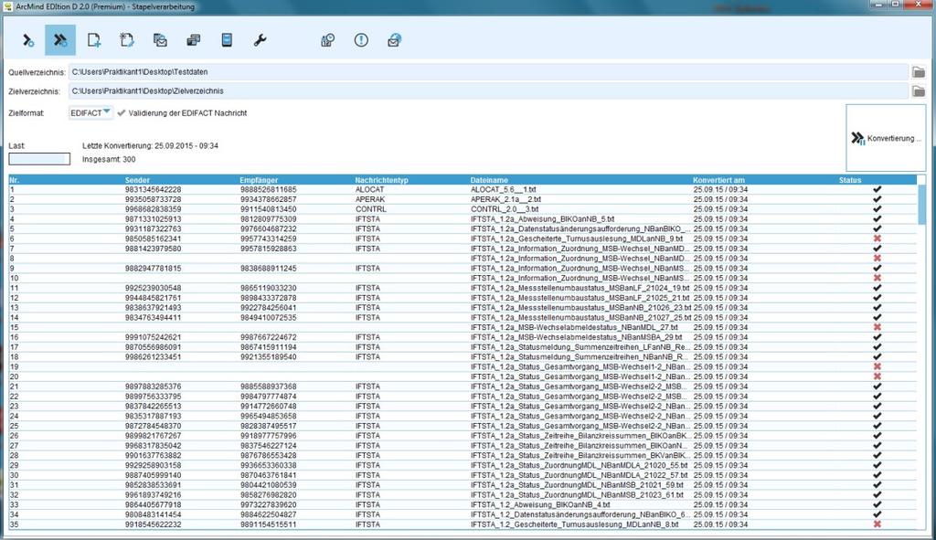 2. Stapelverarbeitung In der Stapelverarbeitung lassen sich ganze Dateiordner als Batch- Job von EDIFACT nach Excel und