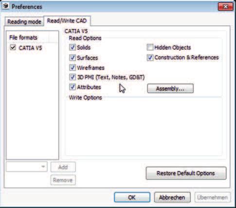 192 4 Ersatzformate Bild 4.3: Optionen für den Konverter CATIA 3D PDF 3D-PMI (Text, Notes, GD&T): Alle Anmerkungen (FTA-Features) aus CATIA werden bei der Konvertierung berücksichtigt.