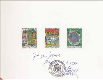 August 1991' und Signatur sowie offiz. Stempel "Fürstentum Liechtenstein Landesverwaltung Amt für Briefmarkengestaltung". Dazu gez. Blanko-Vorlagestück für den kompl.