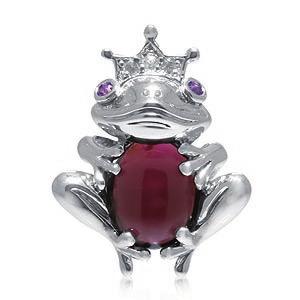 30 Uhr Mosambik-Granat-Silberanhänger Mosambik-Granat - 2,96 ct 2 Amethyste - 0,024 ct 3 Weiße Saphire -