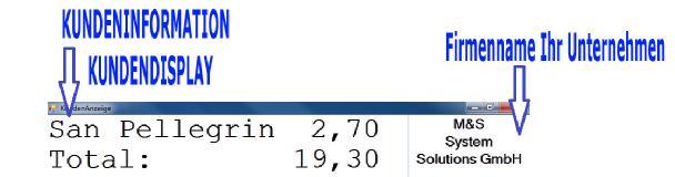 Beispiel mit beliebigen ausgewählten Werten in dem Kassenanzeige System: AnzeigeBackColor = Fuchsia AnzeigeFontSize = 36 AnzeigePos = Top AnzeigeTextColor = Black AnzeigeWidth = 617 DatDir =