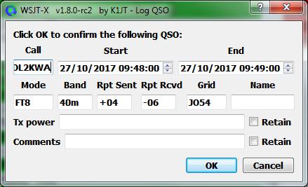 konfiguriert hat) wenn 73 gesendet wurde und bei ok ist das QSO geloggt.