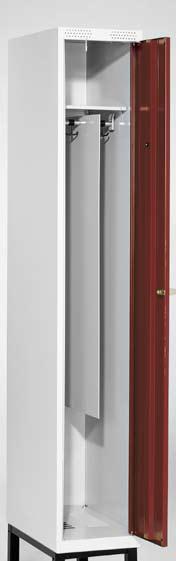 500/ 400 mm Standardschrank mit Tür aus Einzelblech und einem flachen Oberteil - Typen L078, L083 Metallkleiderschrank besonders geeignet für Umkleideräume. Lüftung. Punktgeschweißter Rahmen.