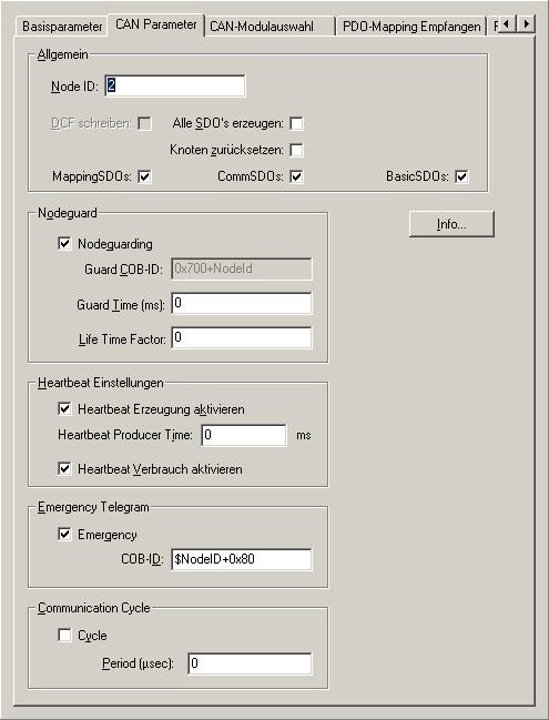 WAGO-I/O-SYSTEM 750 CANopen-Master und -Slave 203 In der Registerkarte CAN Parameter ist in