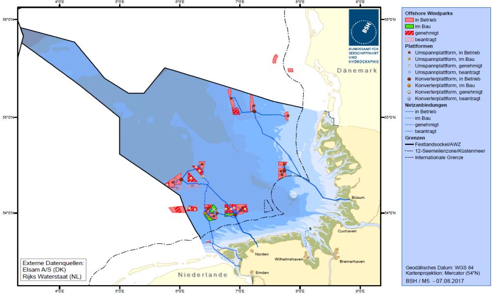 Fortschreibung Maritime Raumordnung Stand der Entwicklung: Offshore Windparks in der Nordsee Maritimer Raumordnungsplan Stand: 2009 Stand: