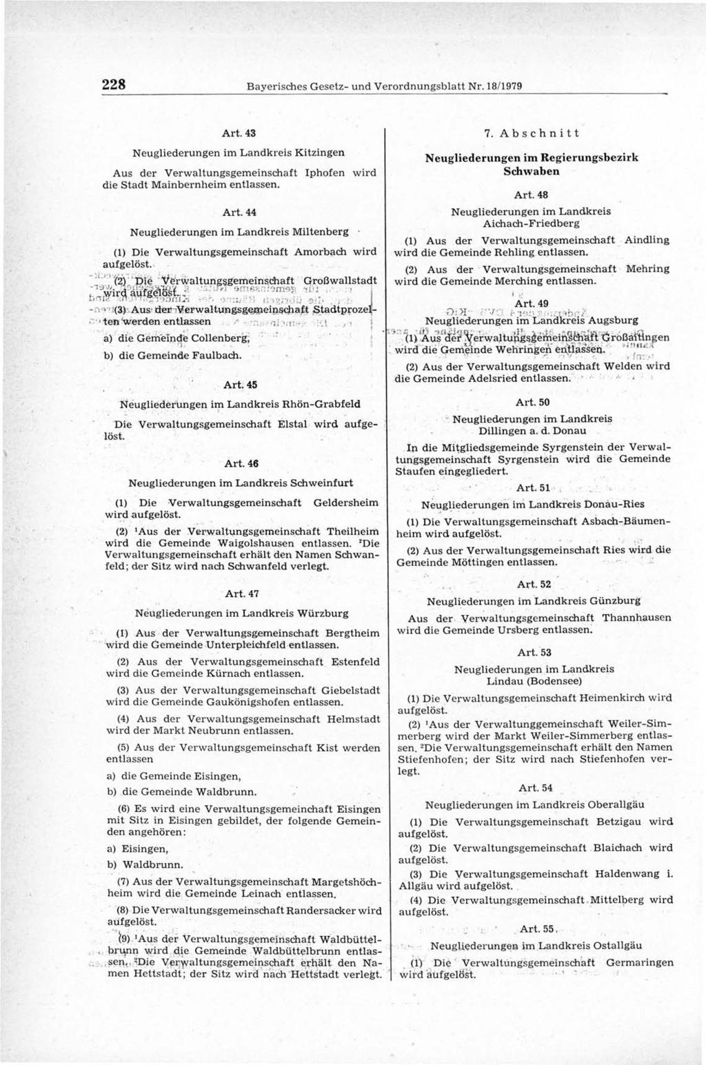 228 B ayerisches G esetz- und V ero rd n u n g sb latt Nr. 18/1979 A rt.