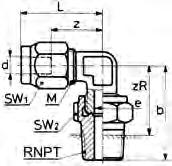 Winkelverschraubung mit Übergangsnippel Coude avec adaptateur mâle Elbow union with male adaptor SO 42121 Type -d -R Mat.-Nr.