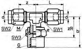 T-Verschraubung mit Übergangsmuffe Té avec pièce intermédiaire femelle Tee union with female adaptor SO 43221 Type -d -G -d3 Mat.-Nr.
