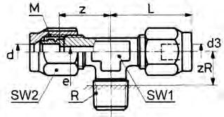 T-Einschraubverschraubung Té mâle Male adaptor tee union SO 43721 T Type -d -R -d3 Mat.-Nr.