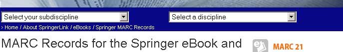Springer MARC Records Juli 2009 12 Springer MARCs www.springer.