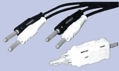 LSA-PLUS UND LSA-PROFIL ZUBEHÖR LSA Prüfkabel, 4/2-polig, mit 2 Büschelsteckern Kabel mit einem LSA-Stecker-2/2 für Trenn- und Schaltleisten, nur 2-polig verbunden auf je einem schwarzen und weißen