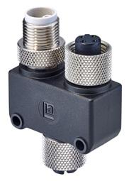 Be Certain with Belden M12 Hybrid T-Connector (Power and Data), Shielded Produktbeschreibung Bestellbezeichnung ASBS 2 M12 YLD Beschreibung Kontakttyp Anzahl der Kontakte M12-T-Verteiler,