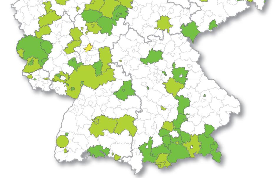 de 100%-EE-Kommunen/-Regionen (siehe Abbildung, aktuell 138 Regionen) Wandel der Energiewirtschaft / Rekommunalisierung seit 2005 ca.