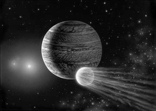 Beispiel 3: 16 Cygni B Planet und hypothetischer Mond In diesem System gibt es drei Sterne: zwei sonnnenähnliche und einen roten Zwerg.