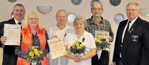 Für 40 Jahre Mitgliedschaft wurden Anne Gadziecki und Klaus Weste, für 25 Jahre Heiko Seifert sowie für zehn Jahre Lyonel Gossweiler, Mathias Berner und Kevin Klipps geehrt.
