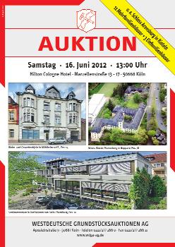 de Im ersten Halbjahr 2012 hat die Westdeutsche Grundstücksauktionen AG 2 Auktionen erfolgreich durchgeführt. Der Objektumsatz betrug 5.039.