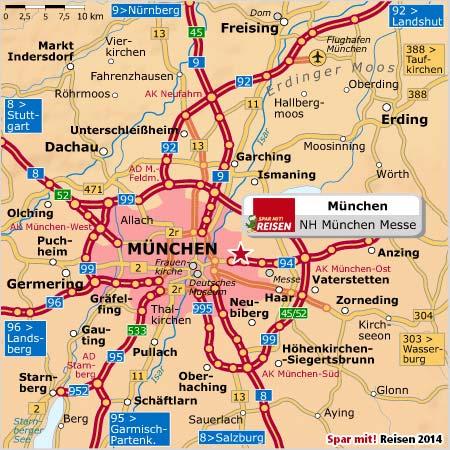 Das NH München Messe ist am besten erreichbar über die A 94. Mit dem Auto Mit dem Auto aus Richtung Norden, Berlin/Nürnberg: Der A 9 folgen bis zum Kreuz München Nord.