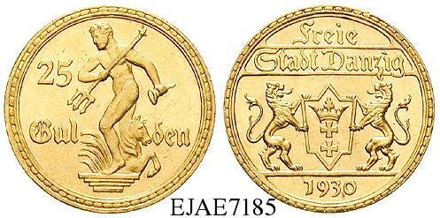 NEBENGEBIETE GOLDMÜNZEN DES AUSLANDS EJAE7185 DANZIG 25 Gulden