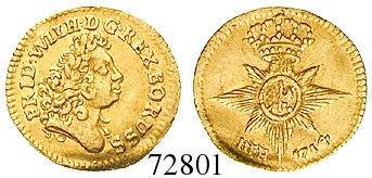 IDB. 6,56 g. Geharnischtes Brustbild / Springendes Roß. Gold. Friedb.714; Welter 2694. f.