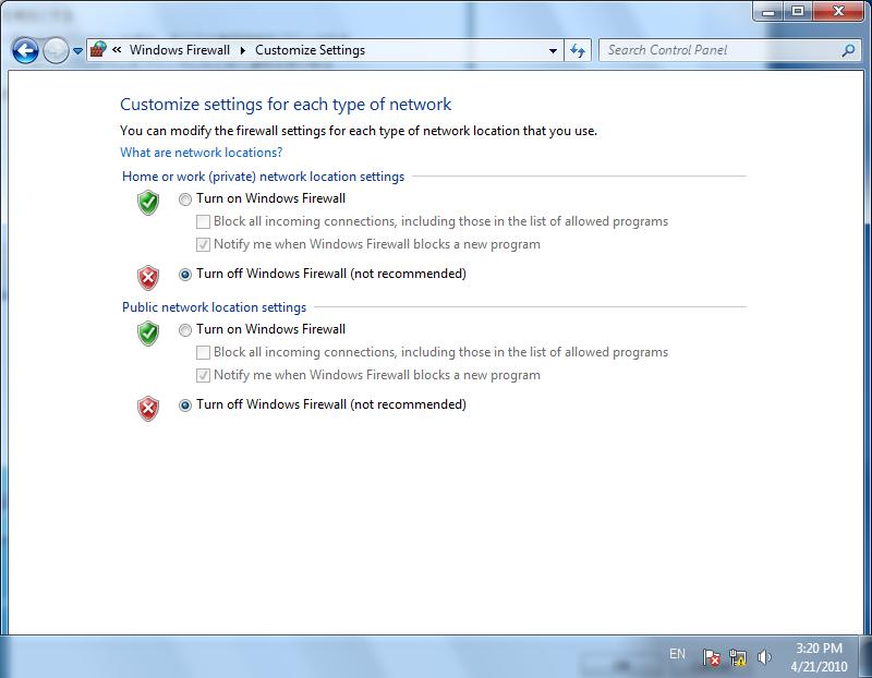 4 Klicken Sie auf Disable Windows Firewall. 4 Wählen Sie Allow another program.