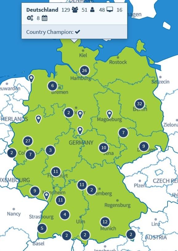 Vernetzung OER World Map Lokalisierung auf das Bildungssystem in Deutschland Aktive
