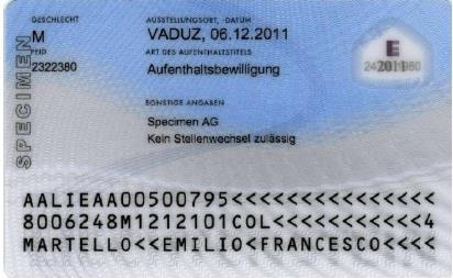 Original format is ID1 Residence permit type L (Kurzaufenthaltsbewilligung)
