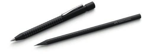 dyed wood along with the sleeve Mini eraser. All of the implements are designed in elegant black.
