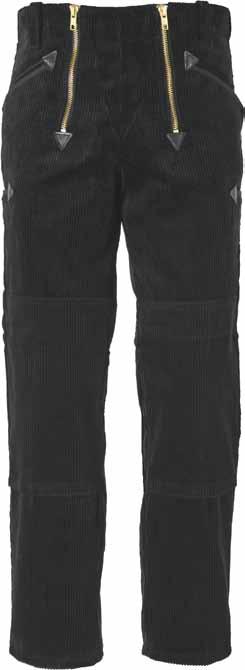 Zunfthose aus Trenkercord schwarz, gerade Form mit Kniepolstertaschen schwarz, mit Schlag und
