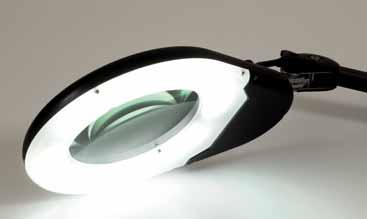 Lupen 113 LED-Lupenleuchte SWING 1,75x Deckel zum Abdecken der Linse DAYLIGHT Extra große Glaslinse Ø 127 mm, 1,75-fache Vergrößerung Flügelschraube zum Fixieren des Lupenkopfes Mit 60 LEDs für eine