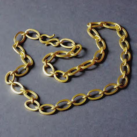 Halskette in Gold 24kt., massiv und handgemacht, 134g 24 kt. Gold. Trinkset, Gewicht total 1.
