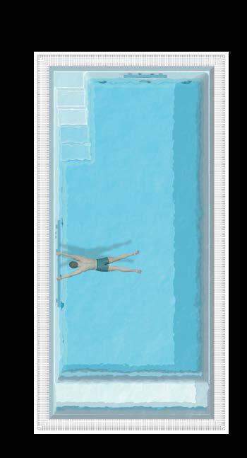 D LINE ANCONA mit Überlaufrinne Einstückschwimmbecken aus Epoxy-Acrylat. 5-stufige Treppenanlage mit rutschhemmend profilierter Oberfläche.