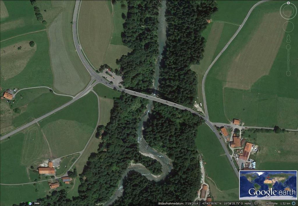 Abbildung 1: Luftbild des Untersuchungsraums, Quelle: Google earth 2.2 Bauvorhaben Für die ca. 185 m lange Echelsbacher Brücke ist ein Ersatzneubau geplant.