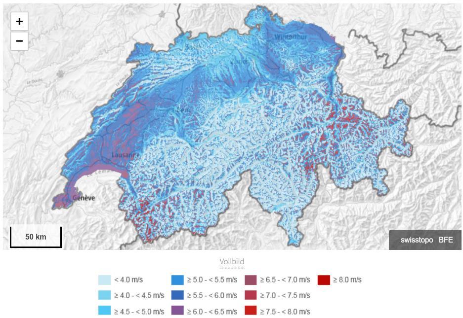 Analyse der Interessensgebiete Bewertung Windpotential