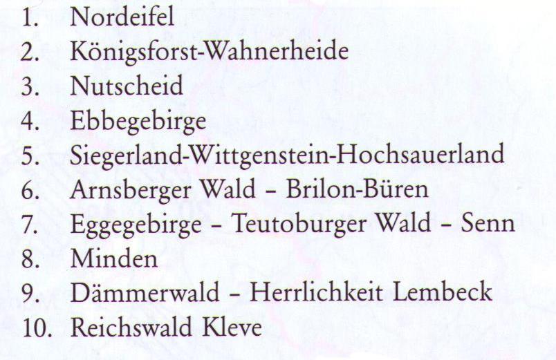 Rotwild in NRW Bewirtschaftungsbezirke/ Verbreitungsgebiete