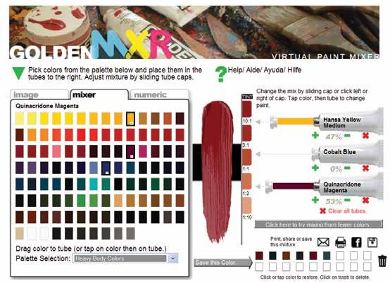 EINFÜHRUNG DES GOLDEN VIRTUAL PAINT MIXER: Ein Online-Tool, das überall kostenlos zur Verfügung steht Mit ihm können Künstler Farben mischen, ohne Farben zu benutzen.