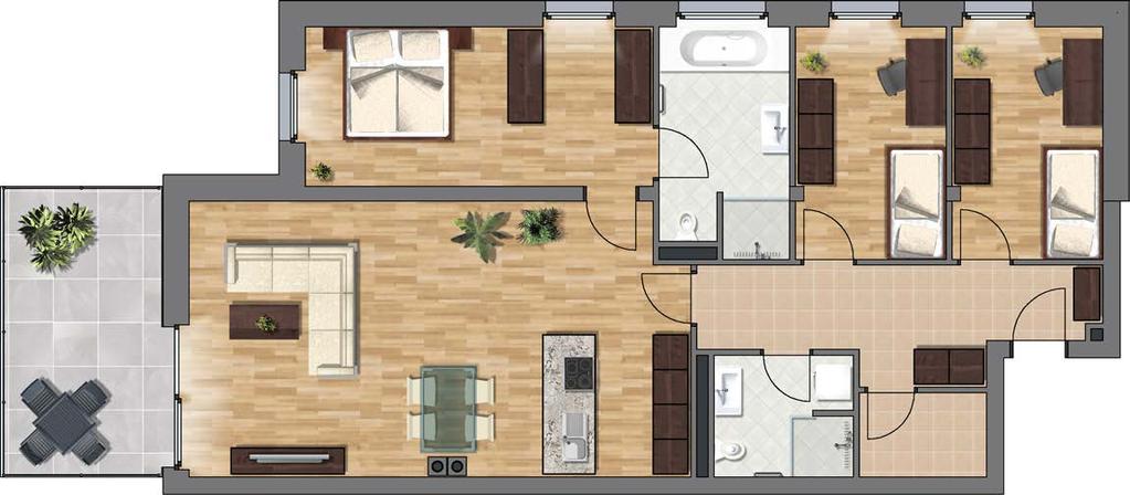 Haus A Top A4 1 2 4-Zimmer-Wohnung Obergeschoss 105,31 m 2 Balkon DU/WC AR 11,19 m² 40,15
