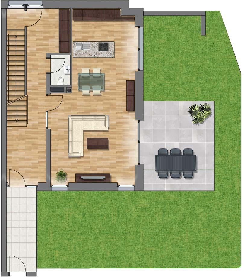 Haus H Top H2 WC Vorraum Terrasse 4-Zimmer-Wohnung Erdgeschoss 134,16 m 2 Vorraum