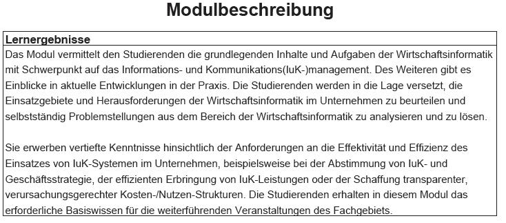 Titel des Moduls: Einführung in die Wirtschaftsinformatik Engl.: Introduction to Information Systems Verantwortlich für das Modul: Prof. Dr. Rüdiger Zarnekow Email: s@ikm.tu-berlin.