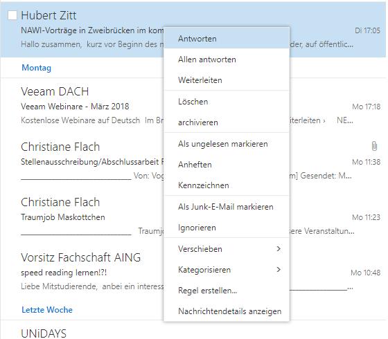 Optionen Menü und Hilfe 3. Navigation unter Outlook Web App 4.