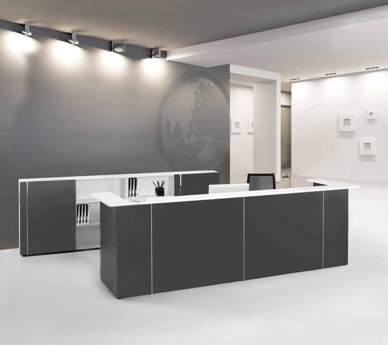 Leichtes, minimalistisches Design mit streng geometrischen Formen. Die strahlend weißen Empfangsmöbel Ice verleihen Ihren Büroräumen den gebührenden Glanz.