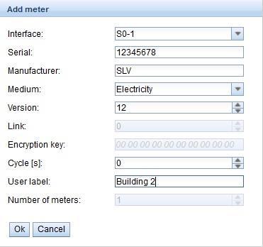 S0-Impulszähler), müssen manuell in die Konfiguration im Tab Meter über die Schaltfläche Add oder im Kontextmenü Add Meter eingefügt werden.