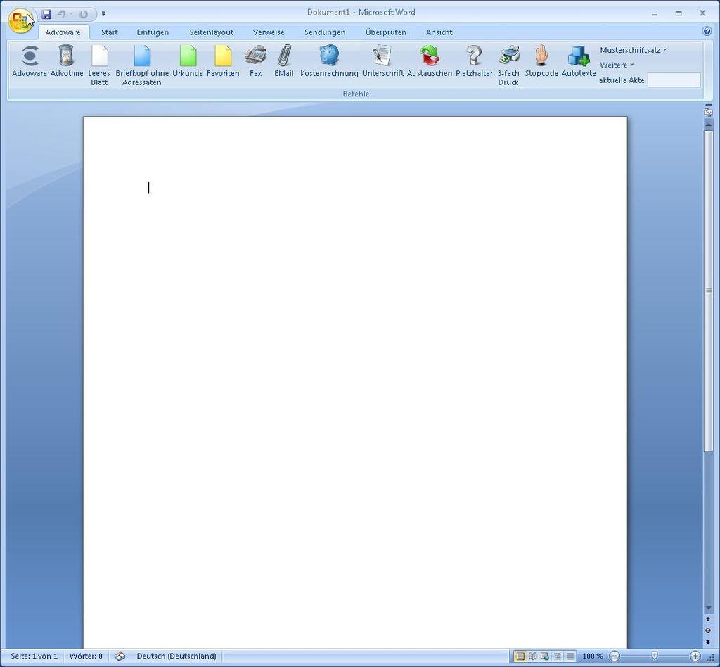 Microsoft Word 2007 1. Öffnen Sie Microsoft Word. 2. Öffnen Sie das Word-Menü.