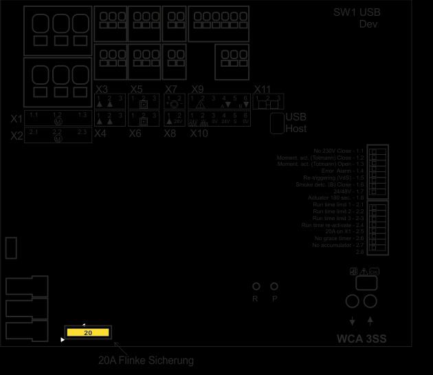 14.2 Fehleranzeichen auf RWA-Bedienstellen Bei einer Störung der Netzspannung (230V) an der RWA-Zentrale wird dieses über eine blinkende grüne LED im Taster (WSK 501 / 502 / 503 / 504) angezeigt.