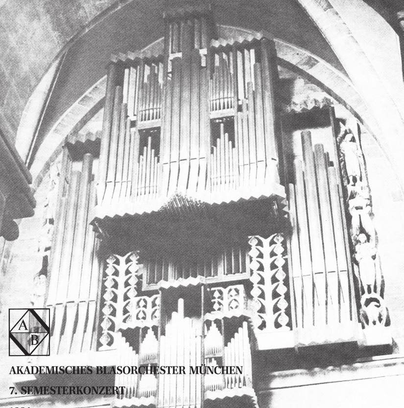 1984 7. Semesterkonzert 17.5.1984, Garching, Bürgerhaus 22./23.5., München, Theater an der Leopoldstr. J. S. Bach: Fantasia in G-Dur, BWV 572 P. Tschaikowsky: Nussknacker-Suite, op.71a M.