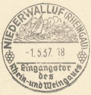 1937 Werbestempel: Niederwalluf (Rheingau): Eingangstor des