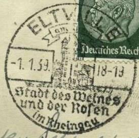 01.1939 2) 1-Kreis-Stempel: ELTVILLE / Am Rhein /