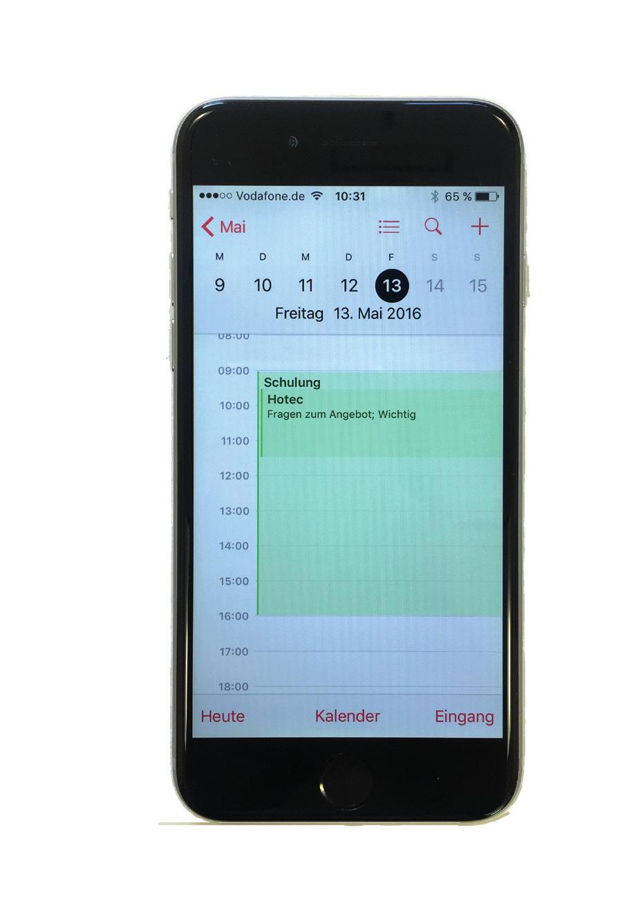 an Outlook/mobile Geräte Terminkalender Eingabe von Terminen und Kontakten