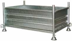 1313 Gitterbox- Stapelgestell aus einer kräftigen Rohrkonstruktion, mit vier Kranhaken,