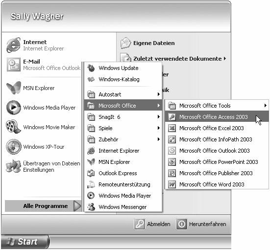 3 ECDL - Modul 5 - Datenbank (mit Microsoft Office Access 2003) 3 Die Arbeitsoberfläche In diesem Kapitel erfahren Sie wie Sie Access starten und beenden welche Elemente das Access-Anwendungsfenster