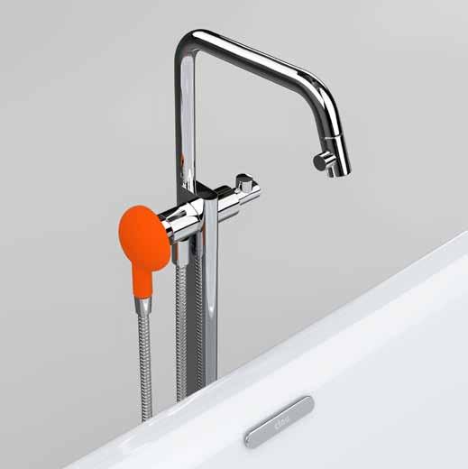 kaldur / freestanding bathtub mixer taps, drains & traps / KALDUR Design René Holten Kaldur vrijstaande badmengkraan, chroom. Inclusief Handdouche in chroom of soft-touch kleur naar keuze.